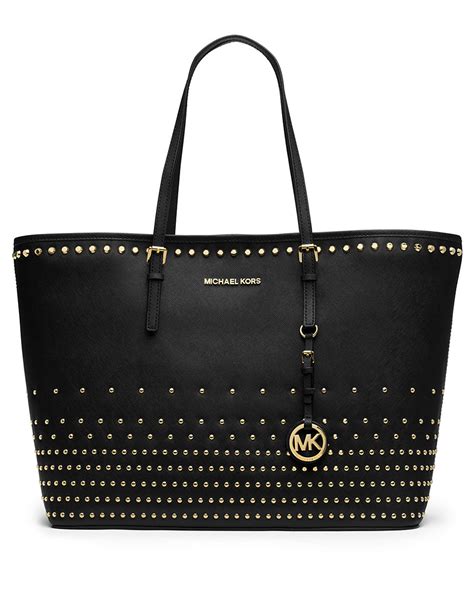 michael kors black leather tote handbag